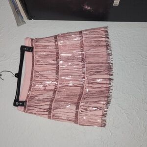 Altar'd State Pink Sequined Fringe Skirt